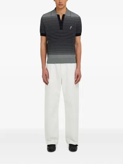 Ferragamo Degrade Striped Polo Shirt In Black