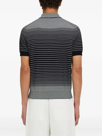 Ferragamo Degrade Striped Polo Shirt In Black