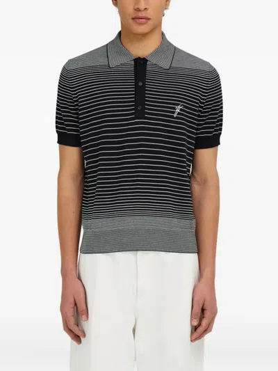 Ferragamo Degrade Striped Polo Shirt In Black