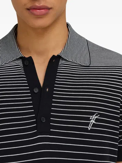 Ferragamo Degrade Striped Polo Shirt In Black