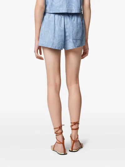 Versace Barocco Jacquard Chambray Boxer Shorts In Blue