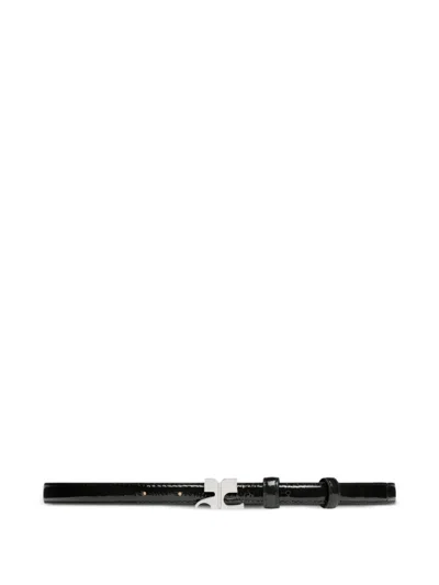 Courrèges Viper Effect Leather Belt In Black