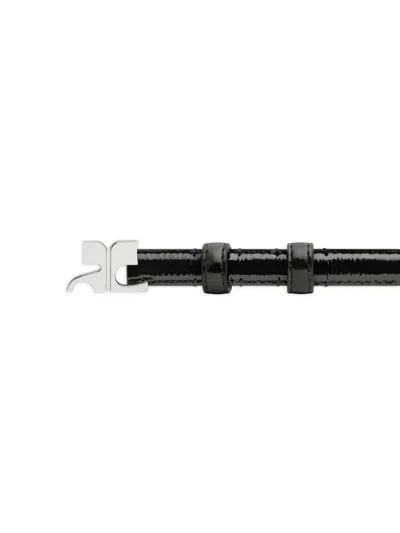 Courrèges Viper Effect Leather Belt In Black