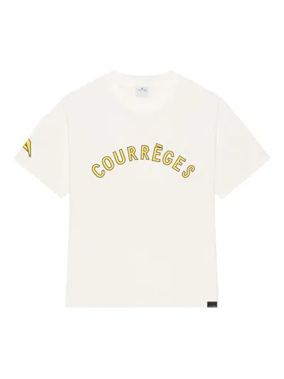 Courrèges Crew Neck Short-sleeved T-shirt In White