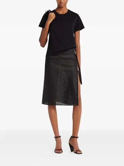 Courrèges Embroidered Black T-shirt With Minimalist Design In Black