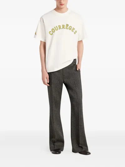 Courrèges Crew Neck Short-sleeved T-shirt In White