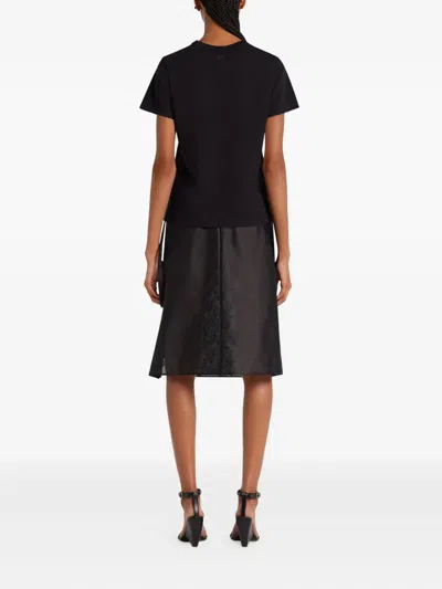 Courrèges Embroidered Black T-shirt With Minimalist Design In Black