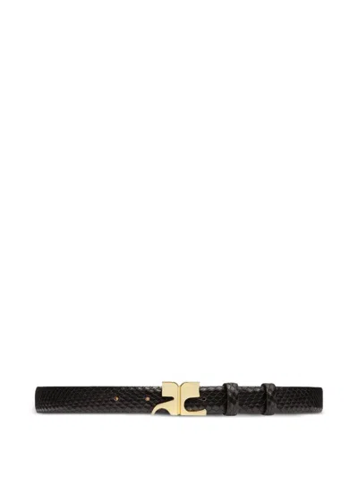 Courrèges Viper Snake-effect Leather Belt In Black