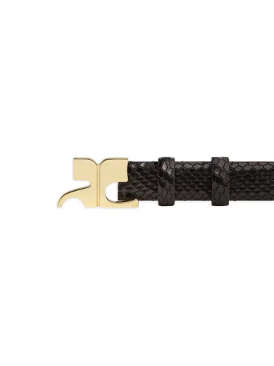 Courrèges Viper Snake-effect Leather Belt In Black