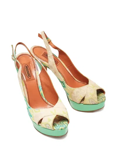 Pre-owned Missoni 2023 135mm Platform Slingback Sandals