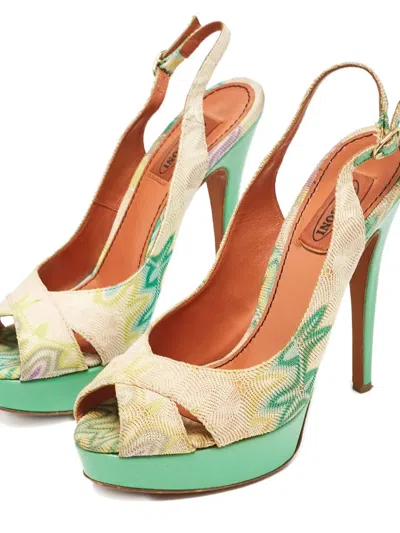 Pre-owned Missoni 2023 135mm Platform Slingback Sandals