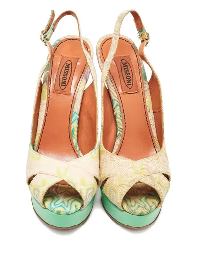 Pre-owned Missoni 2023 135mm Platform Slingback Sandals