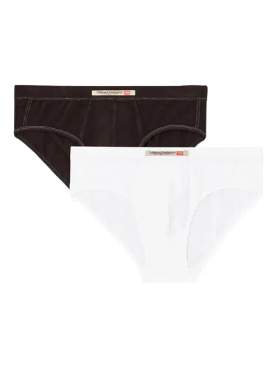 Diesel Andy Cotton Briefs (pack Of Two) In Brown