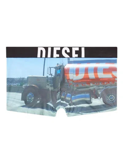 Diesel Damien Truck-print Briefs In Blue