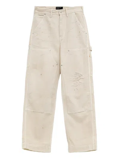 Enfants Riches Deprimes Distressed Herringbone Trousers In Neutral