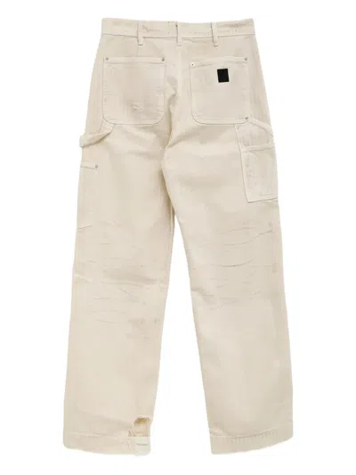Enfants Riches Deprimes Distressed Herringbone Trousers In Neutral