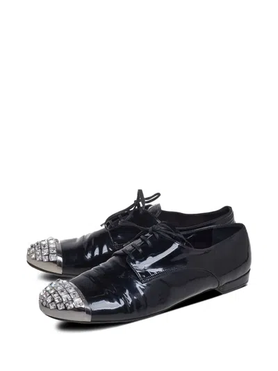 Pre-owned Miu Miu Rhinestone-embellished Patent Oxford Shoes