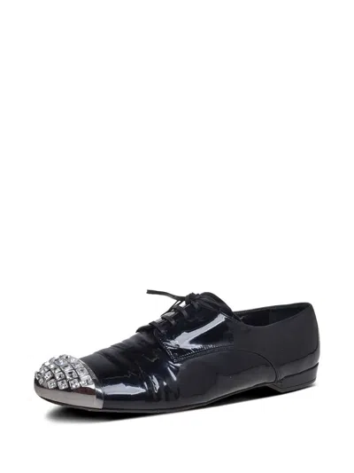 Pre-owned Miu Miu Rhinestone-embellished Patent Oxford Shoes