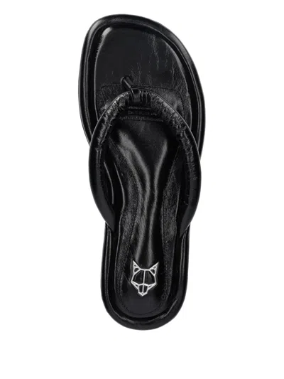 Naked Wolfe Grenada Leather Twisted Thong Sandals In Black