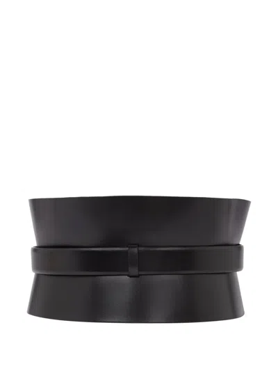 Karl Lagerfeld Essential Multifunction Leather Belt In Black