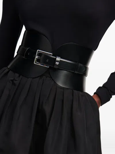 Karl Lagerfeld Essential Multifunction Leather Belt In Black