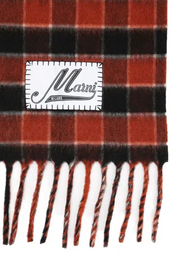 Marni Double-face Wool Scarf Scarves And Foulards Orange In Red