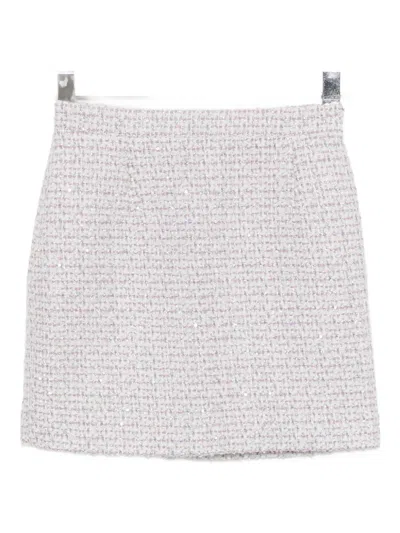 Alessandra Rich Sequin-embellished Tweed Skirt In Nude