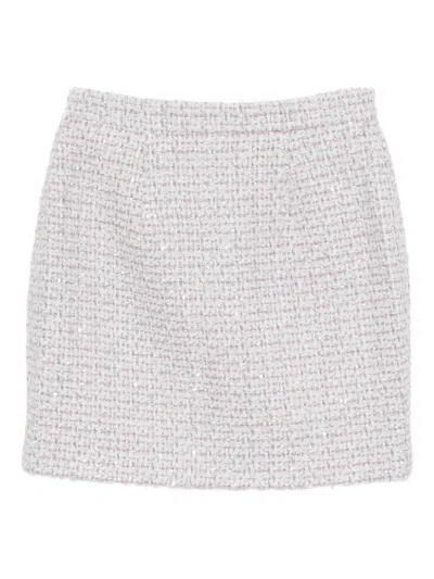 Alessandra Rich Sequin-embellished Tweed Skirt In Nude