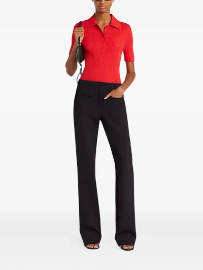 Courrèges Ribbed Polo Top In Red