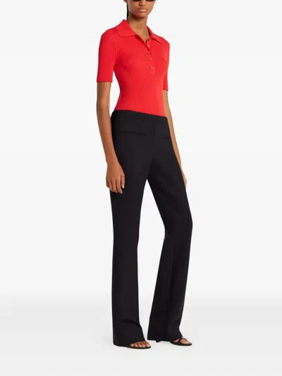 Courrèges Ribbed Polo Top In Red