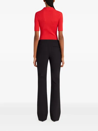 Courrèges Ribbed Polo Top In Red