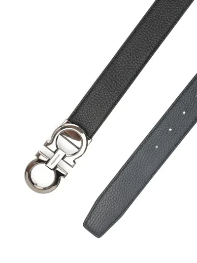 Ferragamo Double Adjus Classic Double Gancino Belt Belts Black In Black