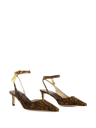 Tom Ford Ocelot Padlock-detail Pumps In Brown
