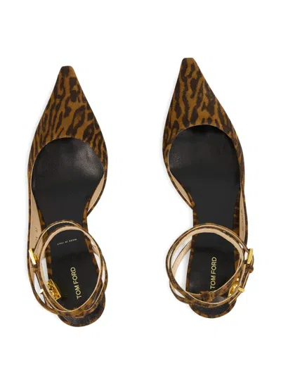 Tom Ford Ocelot Padlock-detail Pumps In Brown