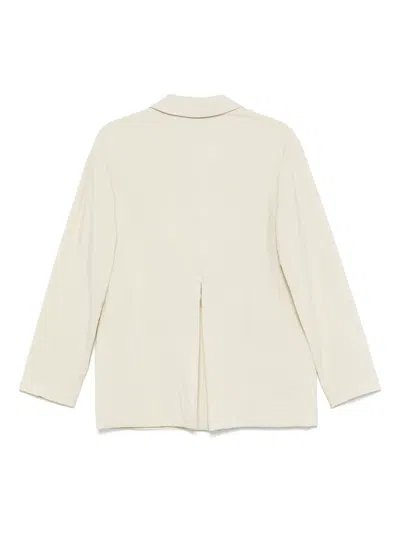 Alysi Silk Blend Single-breasted Blazer Jacket In Neutral
