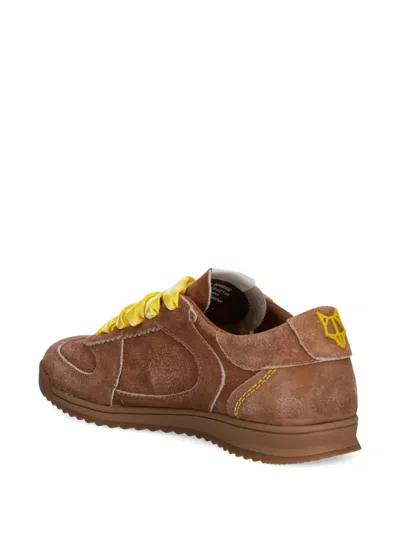 Naked Wolfe Exposure Suede Yellow-ribbon Sneakers In Brown