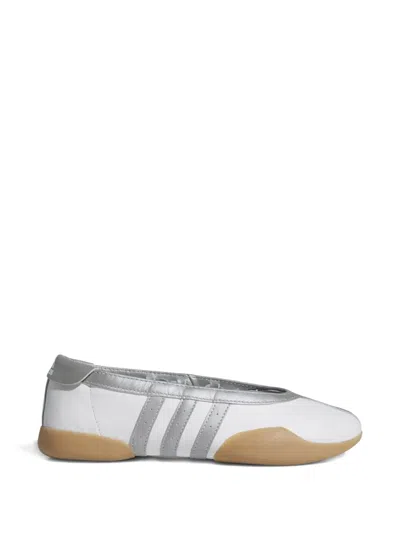 Adidas Originals Taekwondo Mei Ballet Metallic Leather-trimmed Leather Sneakers In Silver