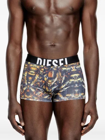 Diesel Damien Insect-print Briefs In Blue