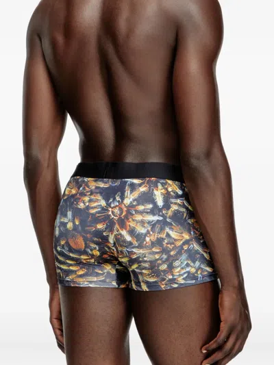 Diesel Damien Insect-print Briefs In Blue