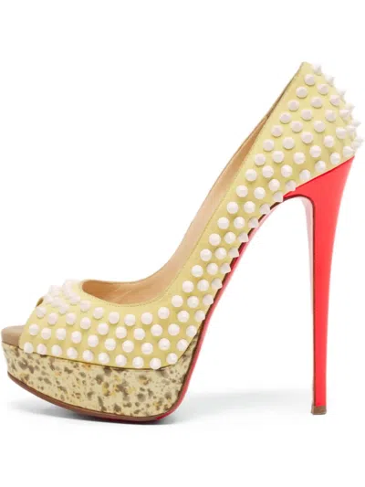Pre-owned Christian Louboutin 145mm Lady Peep Spike Pumps