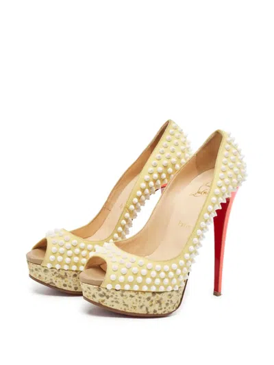 Pre-owned Christian Louboutin 145mm Lady Peep Spike Pumps
