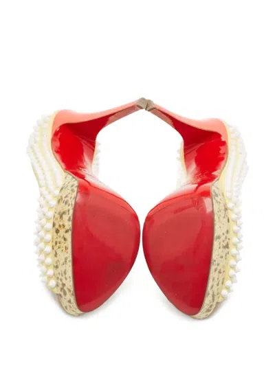 Pre-owned Christian Louboutin 145mm Lady Peep Spike Pumps