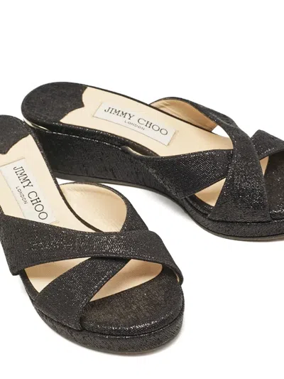 Pre-owned Jimmy Choo Cross Strap Wedge Sandals