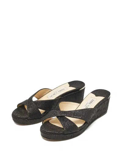 Pre-owned Jimmy Choo Cross Strap Wedge Sandals