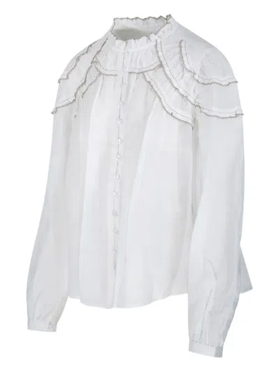 Isabel Marant Étoile Delicate Ruffled White Shirt With Button-down Front In White