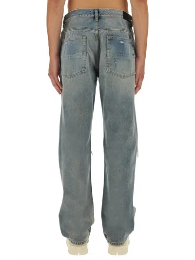 Amiri Straight Leg Mid-rise Distressed Trousers In Gray