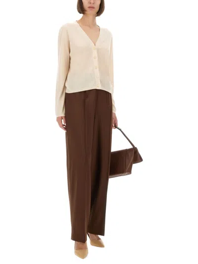 Fabiana Filippi Wide Leg Trousers Full Length In Brown