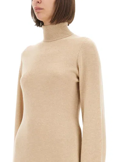 Fabiana Filippi Knit Dress With Lace Hemline In Neutral