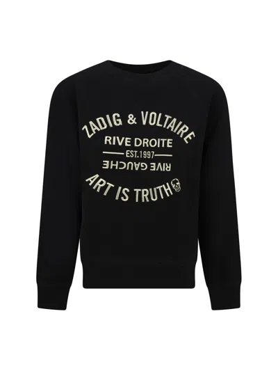 Zadig & Voltaire Logo-embroidered Organic-cotton Sweatshirt In Black
