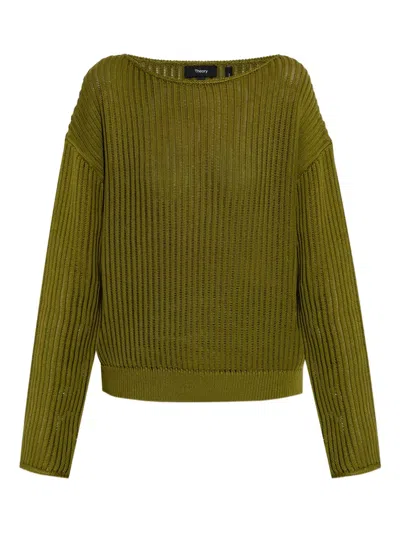 Theory Open Neck Pima Cotton Sweater
